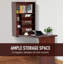 Bureau mural, bureau convertible escamotable, acajou