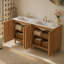 Ensemble de meuble-lavabo 59,8 po avec lavabo en céramique, style américain traditionnel, pieds en bois, structure en panneau de fibres à densité moyenne, portes à fermeture en douceur avec tablette réglable en forme de U, patins en plastique