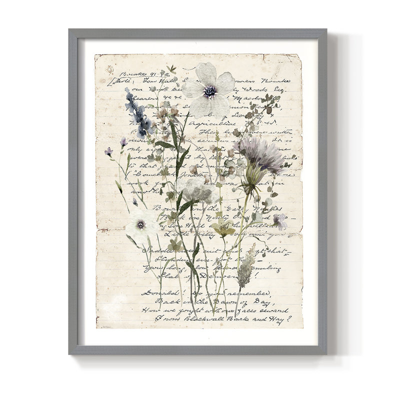 «Flea Market Botanical II», reproduction encadrée - bois massif, Gris, H 30 po x l 24 po