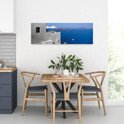 Construire sur l'eau, bateaux, Fira, île de Santorin, Grèce, paisible, paisible, architecture abstraite, paysage, art mural