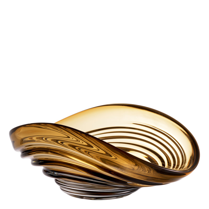 Pheadra Handmade Glass Decorative Bowl, Brown, 6.3" H x 15.75" W x 10.24" D