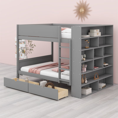 Bunk Bed With 2 Drawers And Shelves