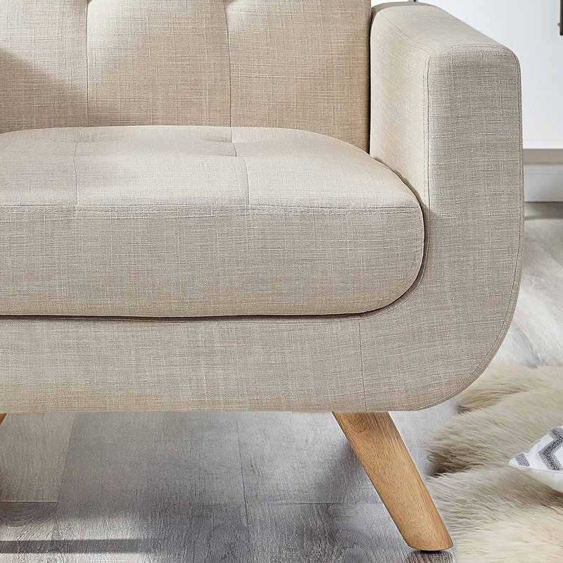 Contemporary Accent Armchair with Linen Upholstery Living Room Furniture, Beige