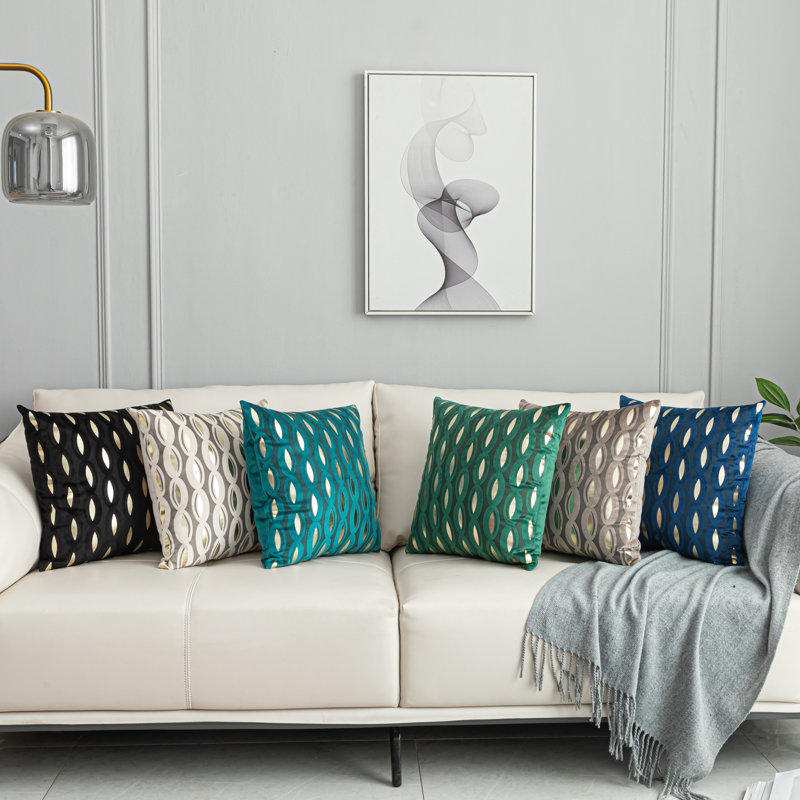 Ensemble de 2 taies d'oreiller décoratives dorées, Bleu