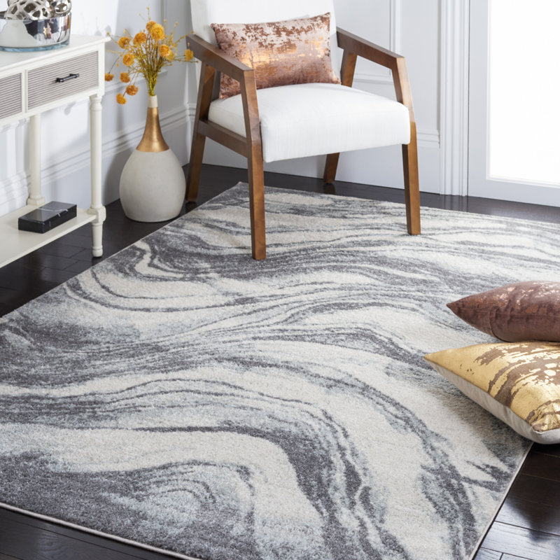 Tapis ivoire / gris Tulum 275, Rectangle 8 pi x 10 pi