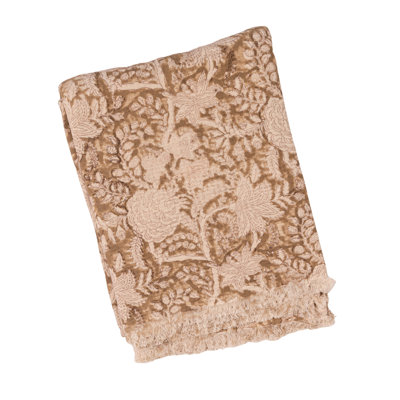 Cotton Block Print Floral Throw Blanket