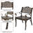 5 Piece Modern Outdoor Dining Set for 4, Bronze Aluminum Patio Table and Chairs, 48" Round Table with Umbrella Hole, Brown-1551166475