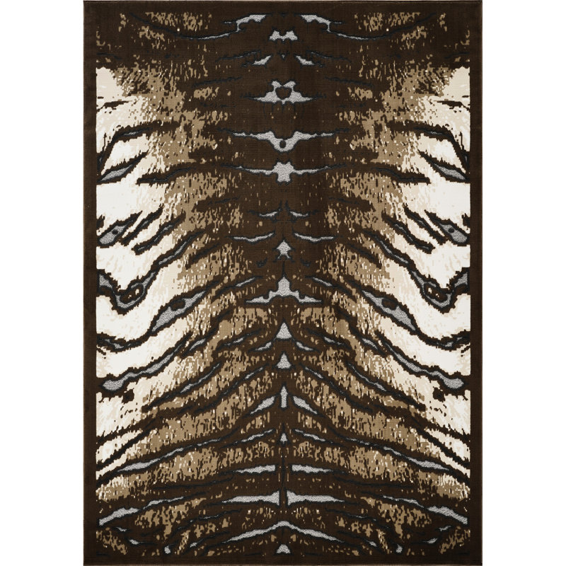 Tapis rectangulaire marron tissé à la machine, 239 cm x 7,6 cm, motif peau de vache, effet 3D, idéal pour les zones de passage fréquent, style rustique chalet de montagne, hauteur de velours 1,1 cm