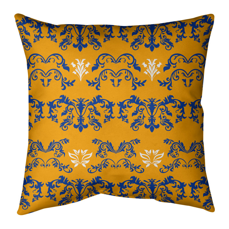 Housse de coussin LA Football Baroque, Simili daim, Jaune / saphir / blanc, 20 po X 20 po