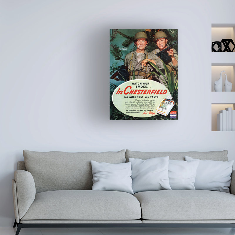 Impression sur toile, artiste inconnu, Chesterfield Cigarettes, 1943, H 19 po x l 14 po