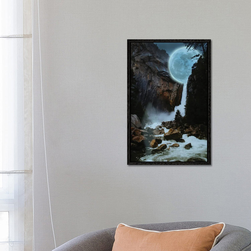 Moon Light Fall by David Loblaw - Print on Canvas, 66.04 cm H x 45.72 cm W, Black Framed