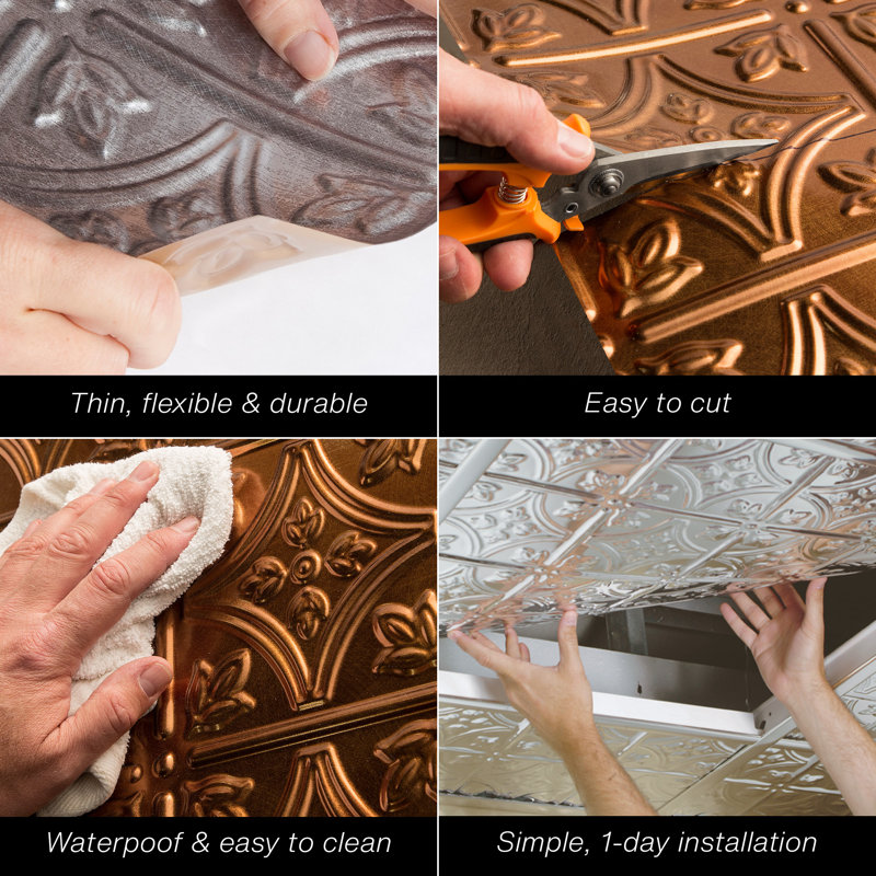 Matte White 24'' x 24'' Decorative Vinyl Ceiling Tiles