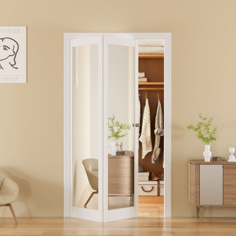Portes de placard à miroir pliantes 24 po x H 80 po H 1 lit avec quincaillerie coulissante, 24 po x 80 po