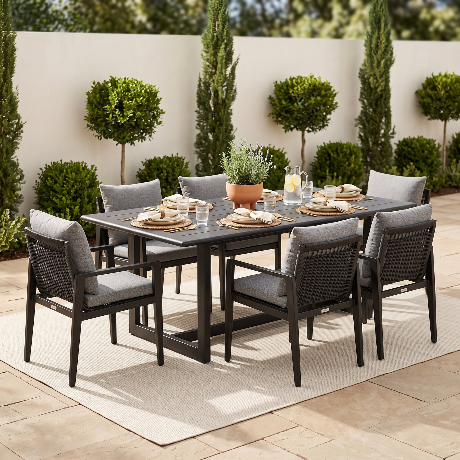Trosclair 79" Patio Dining Set, 6