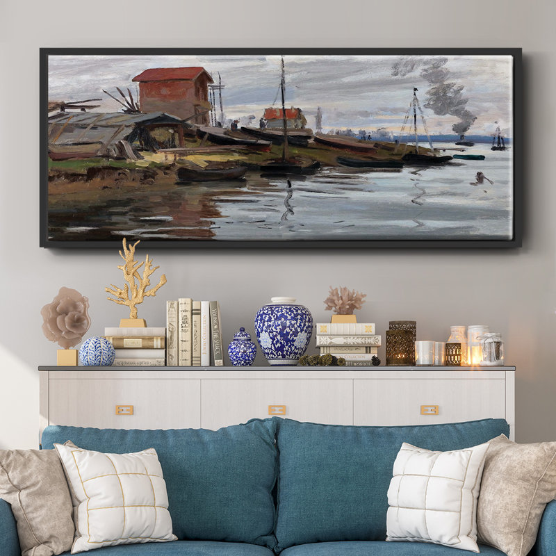 The Seine at Petit- Framed Canvas, 12" H x 30" W