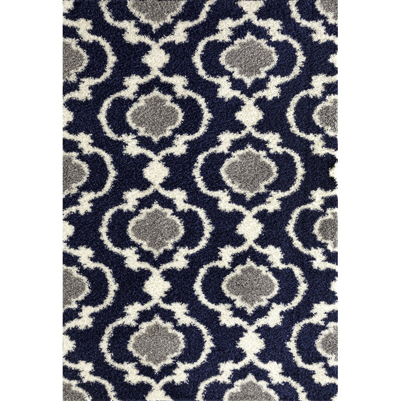 Tapis bleu marine à poils longs Gertz, Rectangle 2 pi x 3 pi