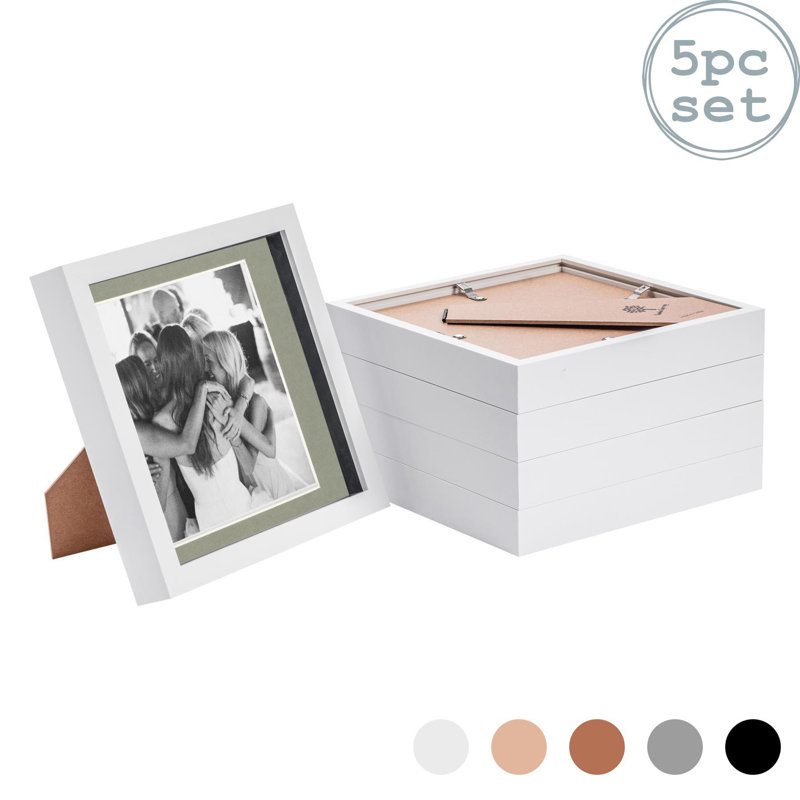 Nicola Spring - 3D Box Photo Frames - Mount, White/Grey, 22.5cm H x 22.5cm W x 3.5cm D