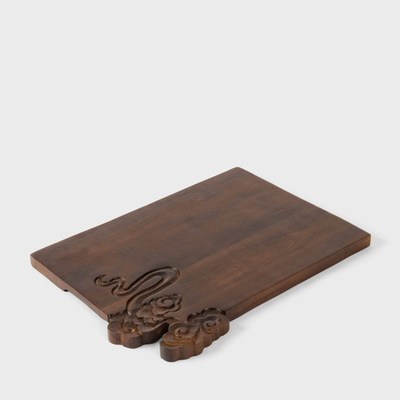 Plateau de service en bois d'acacia sculpté à la main Eastern Drift