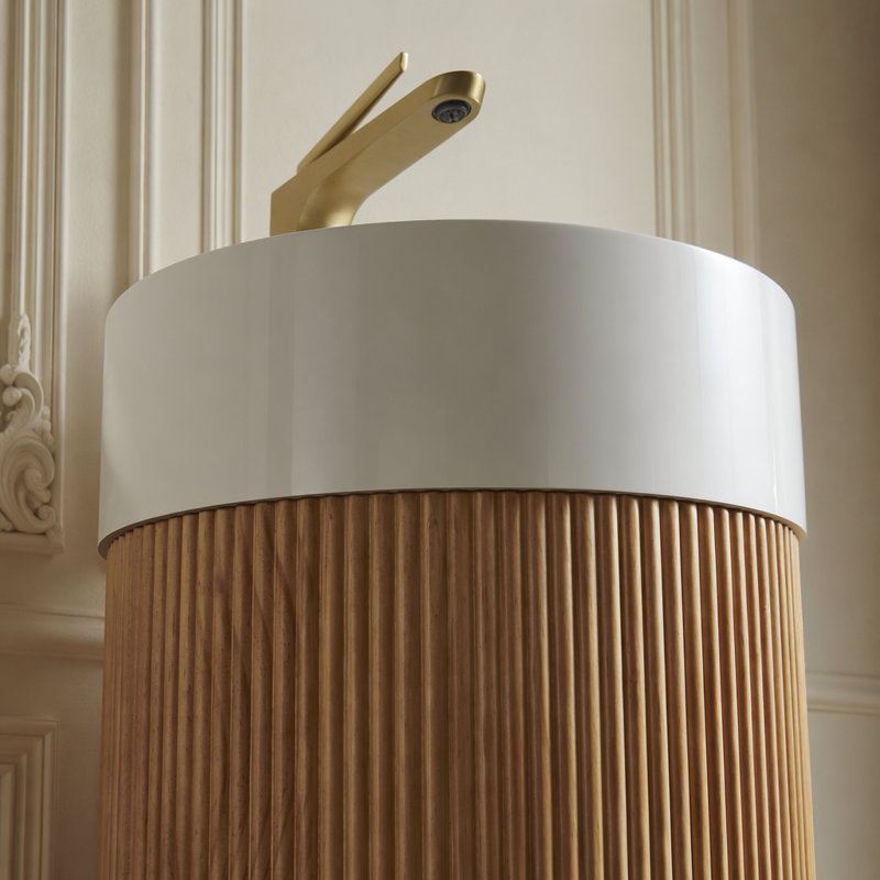 Lavabo de salle de bain rond 16 po avec trou pour robinet, sans armoire, sans couvercle d'évier, sans robinet, White