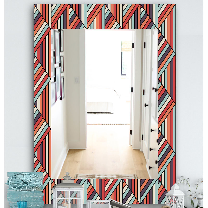 Miroir mural géométrique in op design, H 24 po x l 32 po