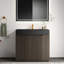 Meuble-lavabo moderne en chêne fumé avec grand rangement et lavabo à quartz