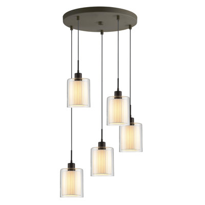 Luminaire suspendu cylindre grappe 5 lumières Pittsfield