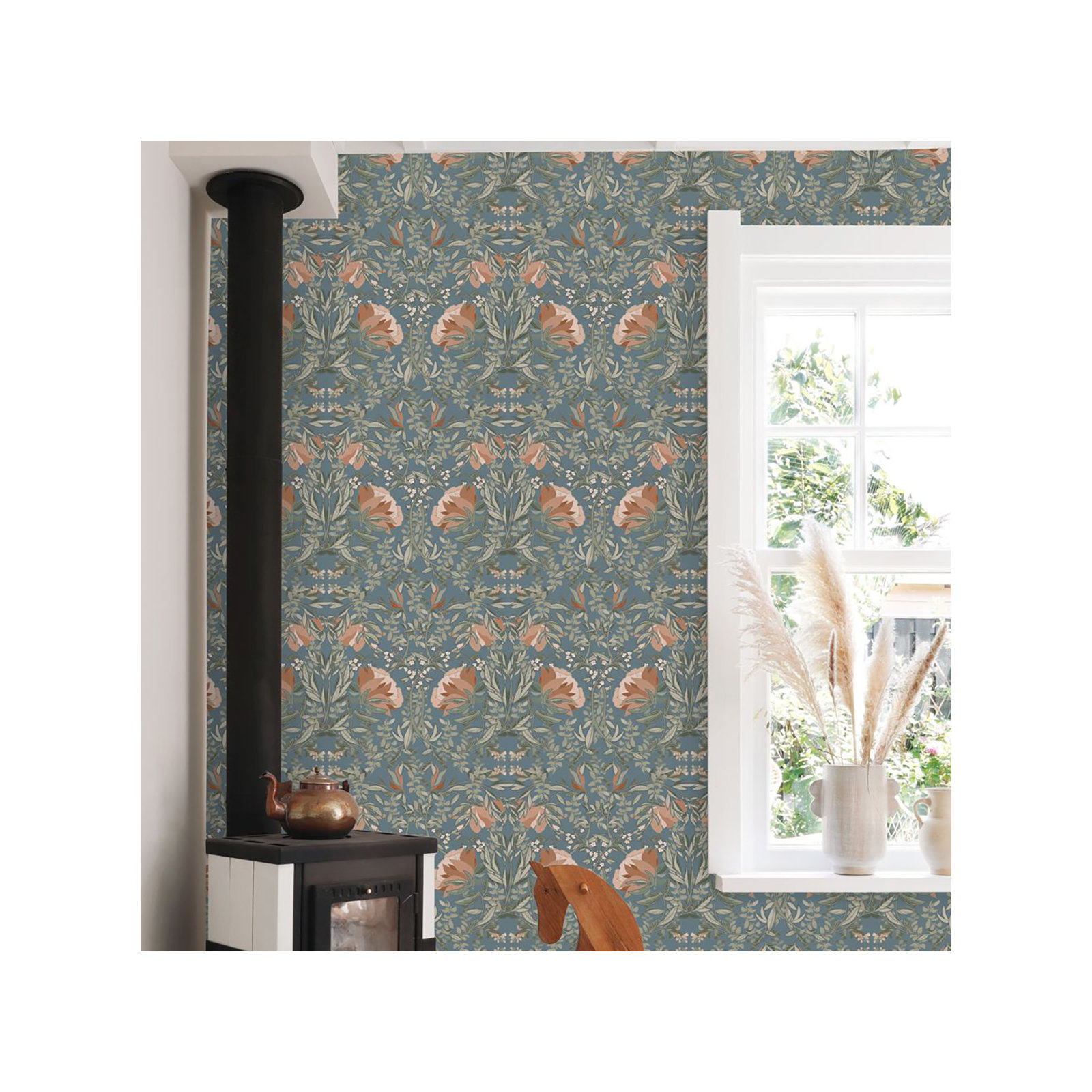 Montegut Floral Double Roll, Blue