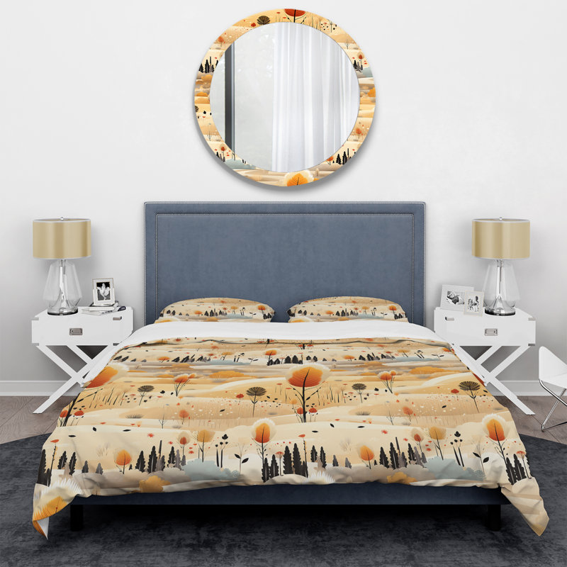 Ensemble de housse de couette Beige Meadow Flowers Boho, Housse de couette pour très grand lit et 2 très