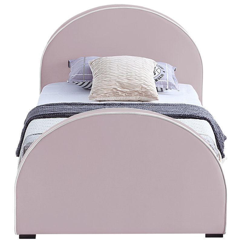 Hilbrand Upholstered Unfinished Panel Bed, Twin, Pink Velvet