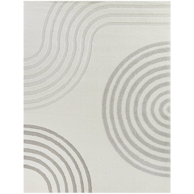 Tapis à rayures crème moderne Frithlef