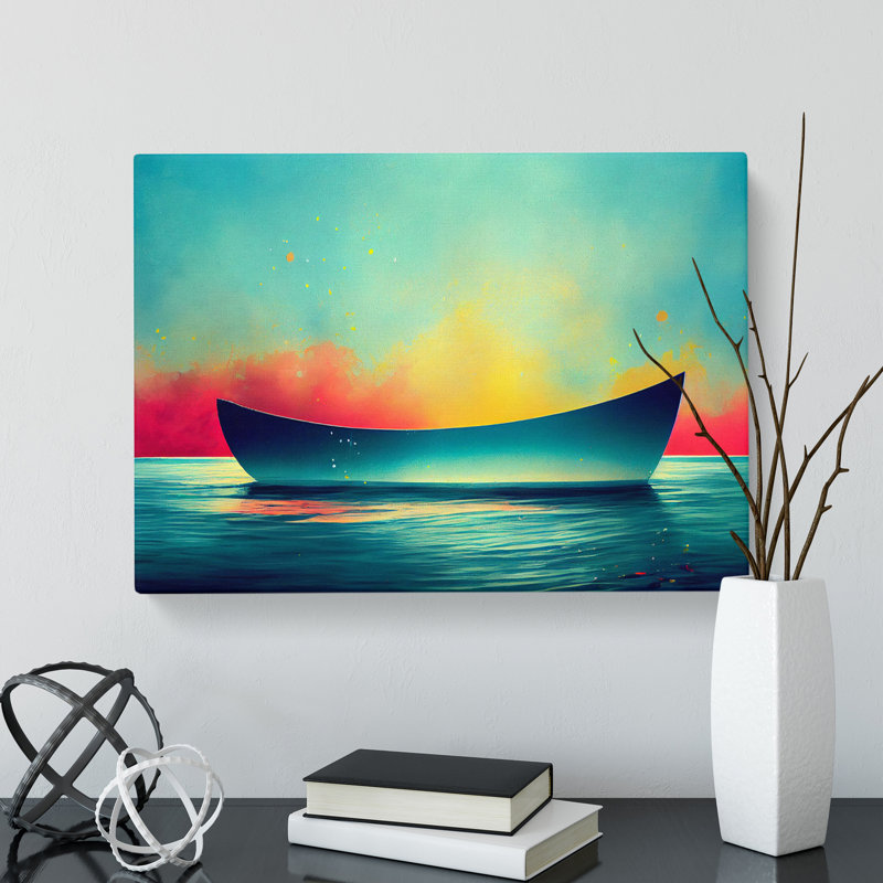 Paint Splatter Boat Vol.1 - Wrapped Canvas Print, 35cm H x 50cm W x 3cm D
