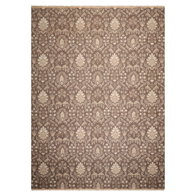 Tapis oriental brun transitionnel en laine noué à la main 10 pi 1 po x 13 pi 10 po