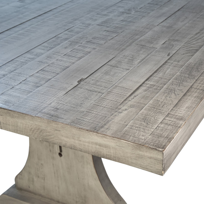 Milan 96" Wide Reclaimed Pine Wood Dining Table, Whitewash