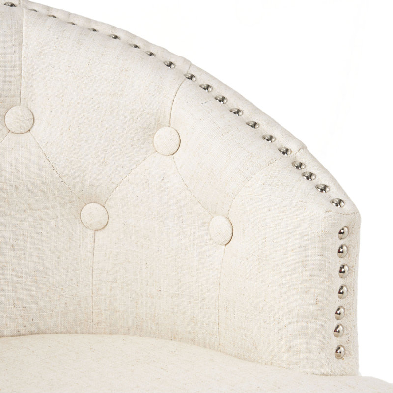 Tabouret de bar pivotant à 360 degrés avec superbe garniture cloutée, ensemble de 2, beige