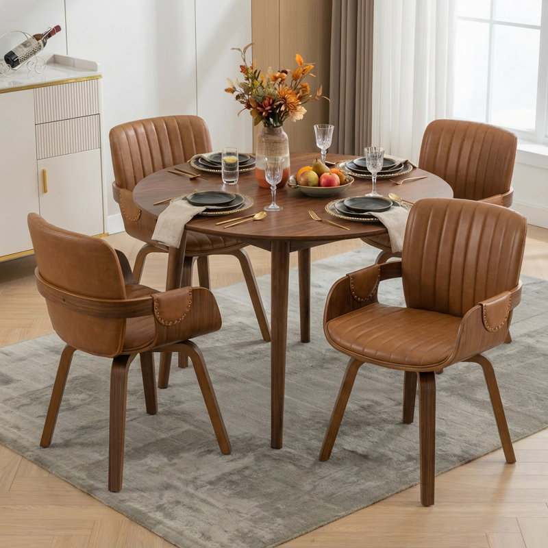 Fauteuil pivotant rembourré en similicuir Dundrod, Brun