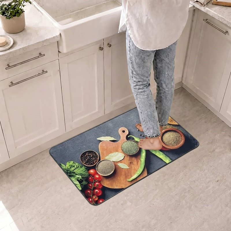 Tapis de cuisine décoratif avec motif d'herbes fraîches et d'épices, 20 po x 32 po