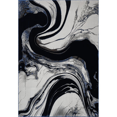 Modern Abstract Area Rug – 100% Polyester, Antistatic, Soil & Water Repellent, Colourfast Living Room Carpet