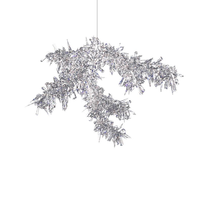 Lustre lumière branche de glace, Laiton, Améthyste, 25” Wide x 18” Height