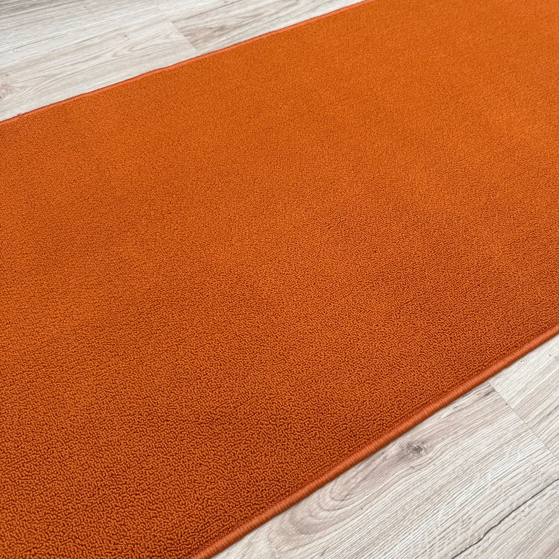 Tapis de couloir rouille orange brûlé à profil bas sur mesure, Tapis de couloir 2 pi 2 po x 8 pi