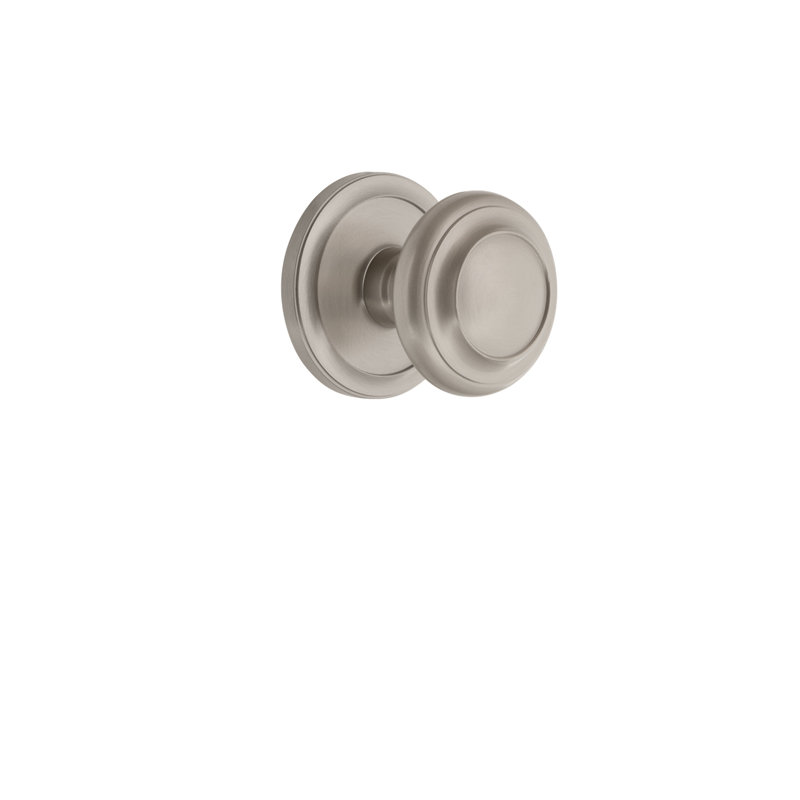 Rosace Grandeur avec poignée de porte circulaire, Nickel satiné, 2 3/4"
