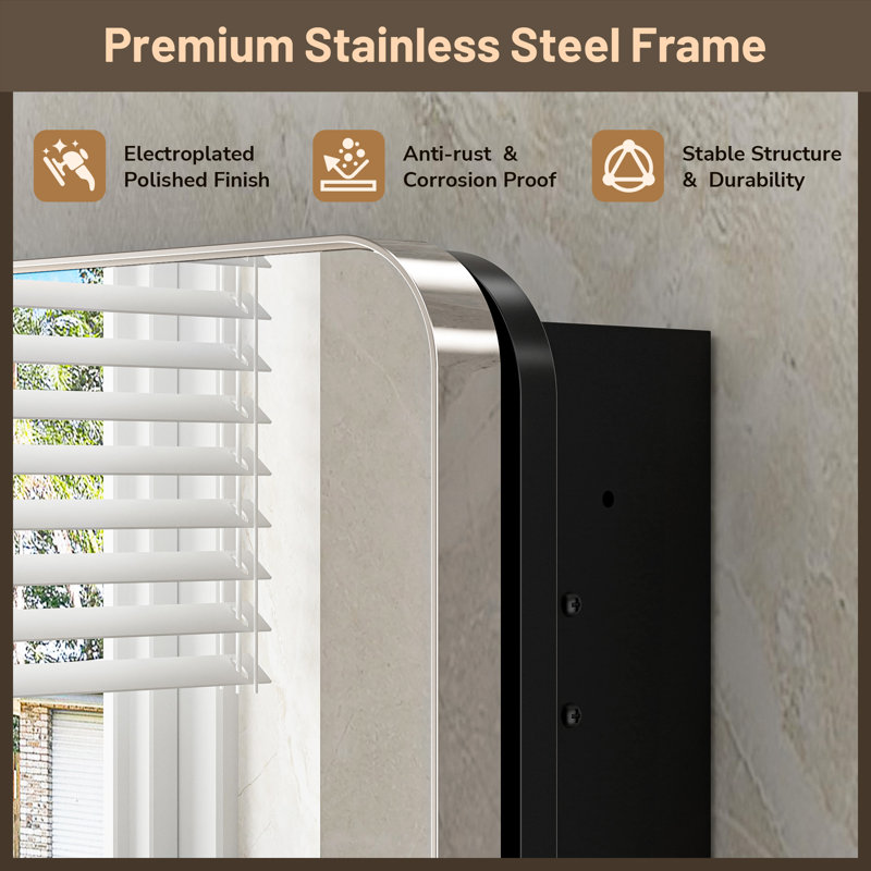 Gervon Rectangle Recessed Medicine Cabinet with Adjustable Shelves, 24" H x 16" W x 5" D, Chrome