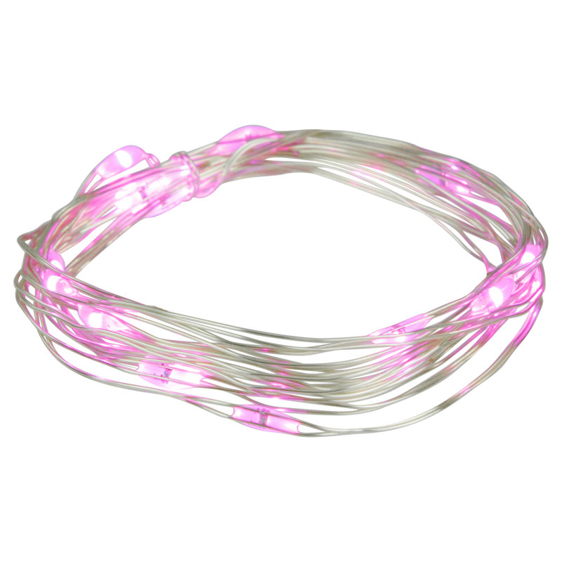 20 Battery Operated LED Micro Fairy Lights, Pink