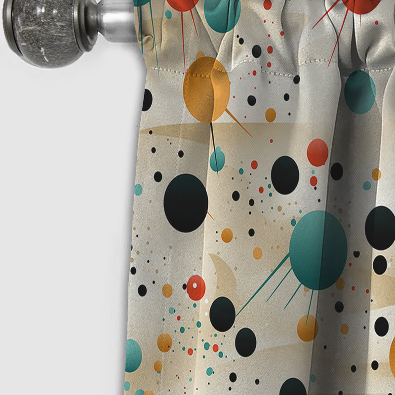 Rideau occultant multicolore à motif Mid-Century multicolore beige sur fond beige II - 1 panneau, L 52 po x L 90 po