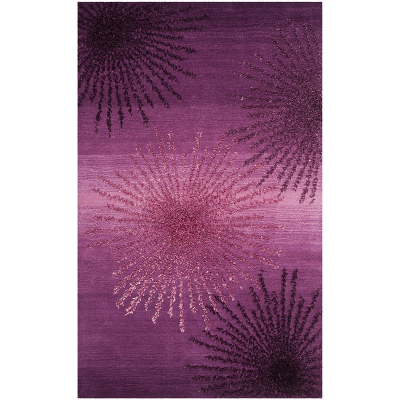 Amier Hand Tufted Wool And Viscose Floral Rug, Rectangle 3'6" x 5'6"
