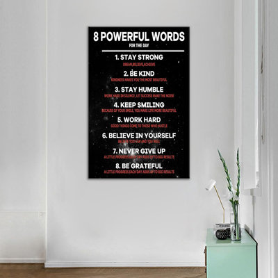 8 mots puissants, affiche de motivation, art mural pour la décoration intérieure, peinture, citations inspirantes, impression sur toile, pour salon, salle de gym, décoration murale, prêt à être accroché [l 24 po x H 36 po]
