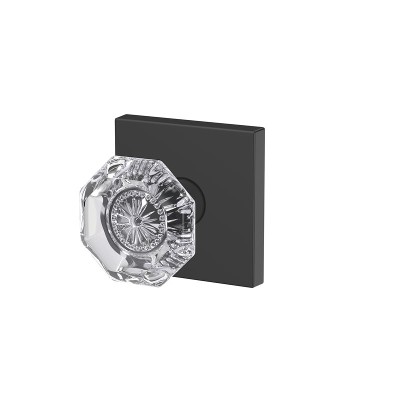 Alexandria Non-Turning Glass Knob with Collins Trim, Matte Black