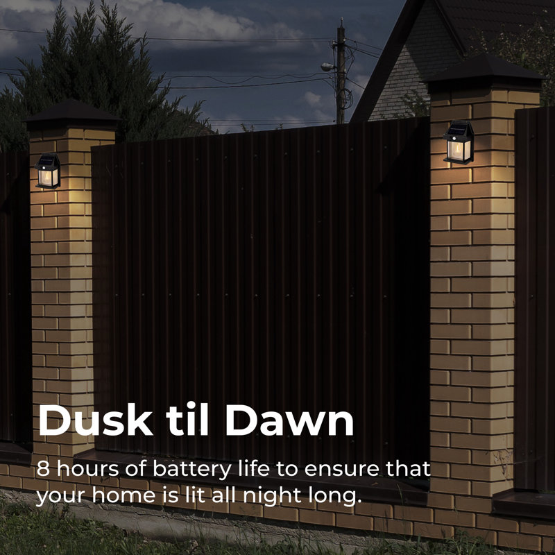 Matte Black Solar LED Outdoor Wall Lantern with Motion Sensor, 4-Pack