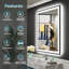 Matte Black Matel Framed Vanity Mirror with Lights, Front-lit and Back-lit, Memory Function, 3 Colour Temperatures, Dimmable Light & Anti-fog Tempered Glass ETL Listed LED Mirror-574882081-574882075