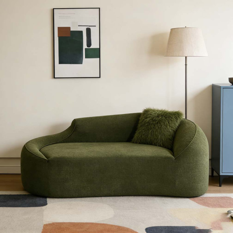 Canapé-lit moderne en chenille avec siège profond et 1 coussin, Vert