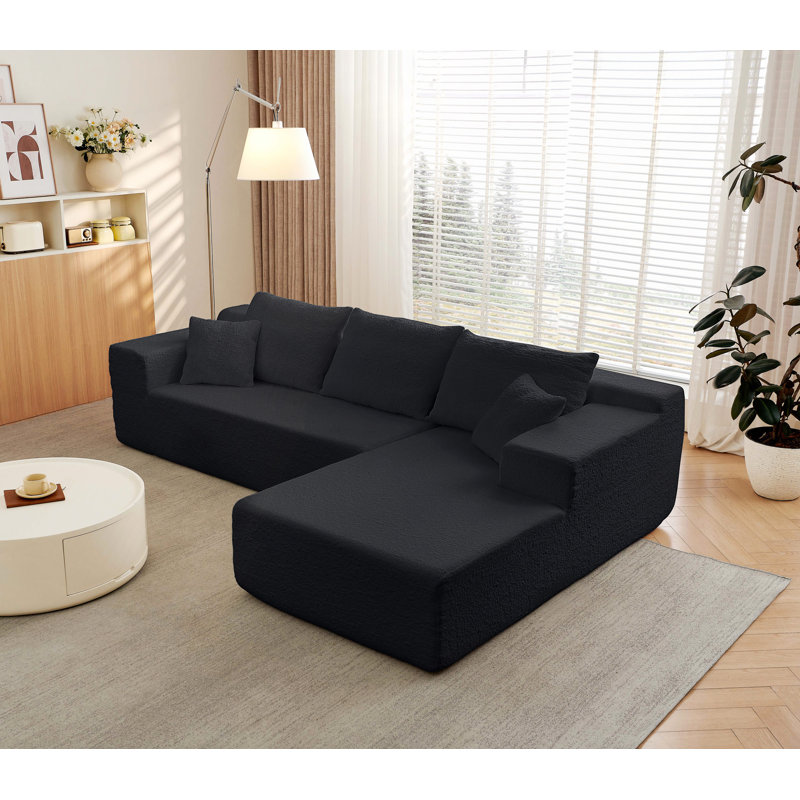 Canapé modulaire en nuage de 104 po avec méridienne en forme de L, canapé modulaire moderne avec assise profonde, fauteuils rembourrés pour la chambre à coucher du salon, aucun assemblage requis (tissu en chenille innovant)